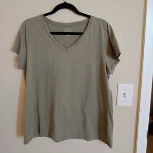 Sage green t-shirt.
